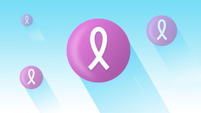 Image of breast cancer logos on blue background